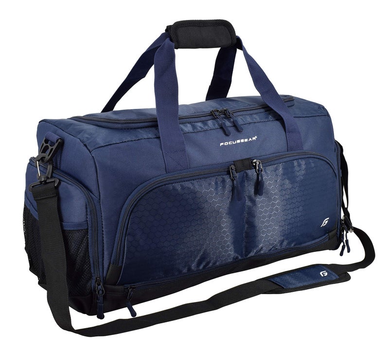 FocusGear Ultimate Gym Bag 2.0: The Durable Crowdsource Designed Duffel Bag with 10 Optimal Compartments Including Water Resistant Pouch, Blue, Medium (20") - Image 1